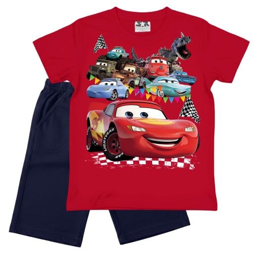 Червена тениска Lightning McQueen с детски бермуди
