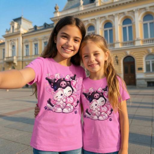 Детска тениска Kuromi в розово с сладък дизайн