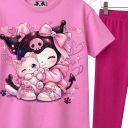 Детски комплект Kuromi с DTF печат и цикламен клин