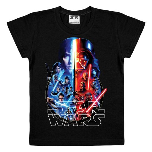 Детска черна тениска Star Wars с героите от сагата