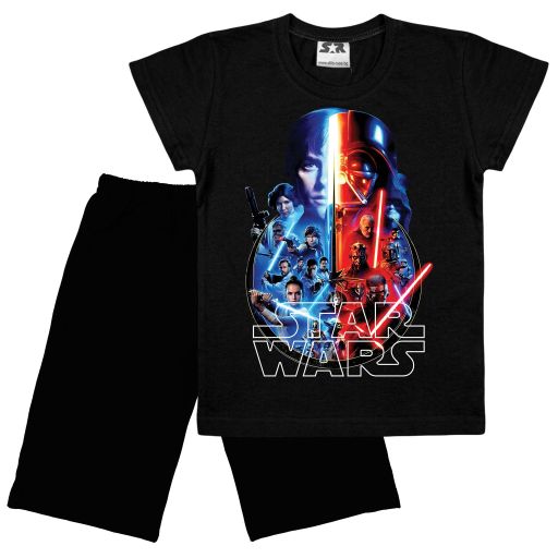 Детски комплект Star Wars черна тениска и черни бермуди