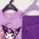 Детски комплект Kuromi с DTF печат и лилав клин
