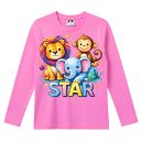 Детска розова блуза с животинки и надпис STAR