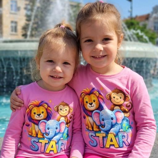 Блуза тънка Сладки животинки в розово.Весели приятели за всеки ден