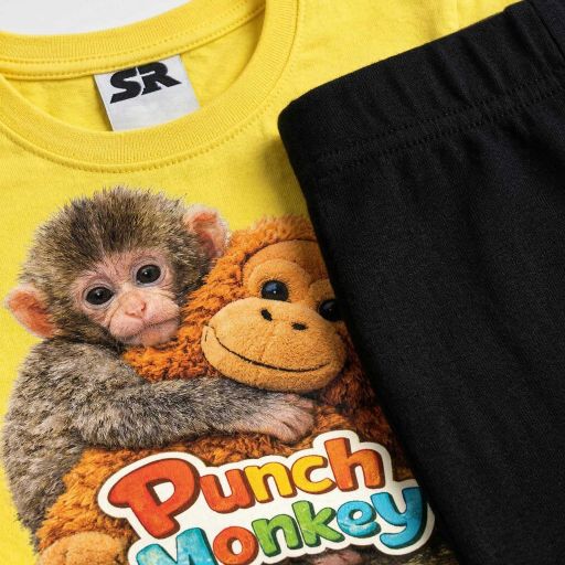 Детски комплект Punch Monkey с DTF печат тениска и клин
