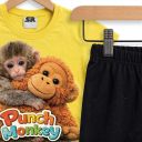 Детски комплект Punch Monkey с DTF печат тениска и бермуди