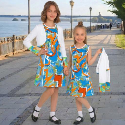 Детска рокля с ярки цветове и стилно болеро