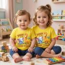 Детска жълта тениска Baby Star със слонче и жирафче