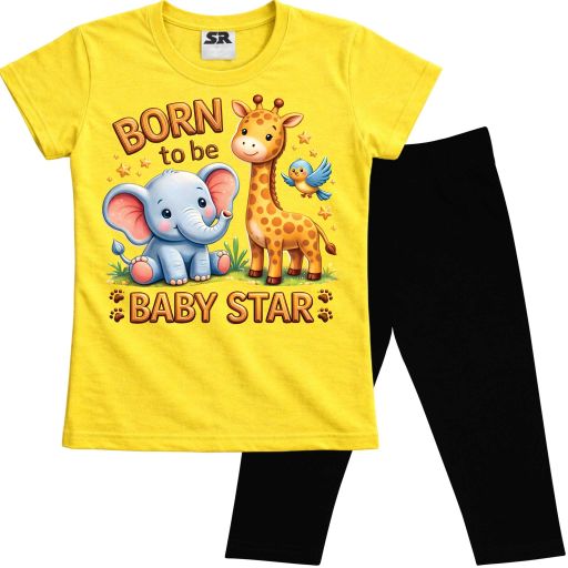 Детски комплект Baby Star жълта тениска и клин под коляното