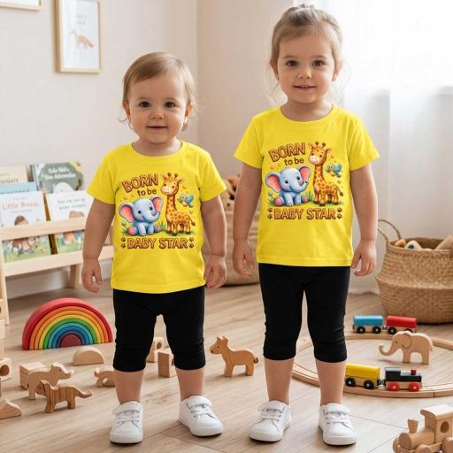 Комбинация 2 части (т/к) със слонче и жирафче .Комфорт и настроение в един комплект.