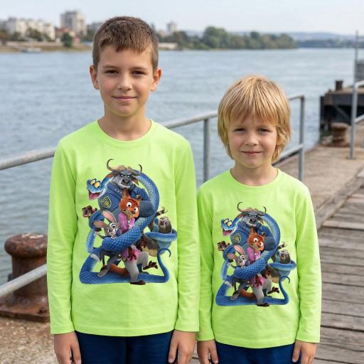 Блуза тънка Зоотрополис в зелено. Любими герои за малки приключенци