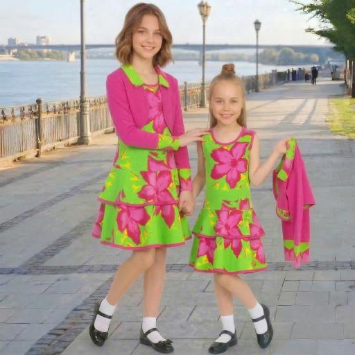 Рокля с болеро в зелено с цикламени цветя ц.