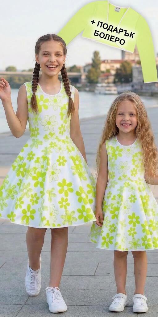 Рокля с болеро памук-сатен в резеда