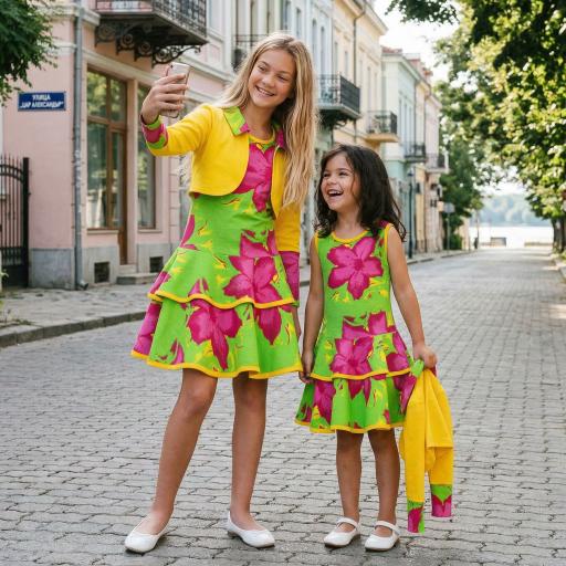 Рокля с болеро в зелено с цикламени цветя 1 ж