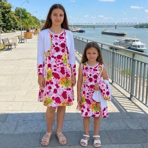 Рокля с болеро цветни балони (бяло)