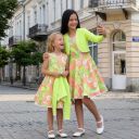 Рокля с болеро памук-сатен в оранжево