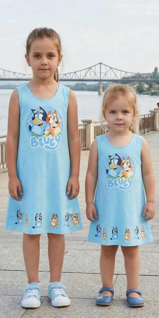 Рокля трапец с Блуи в синьо