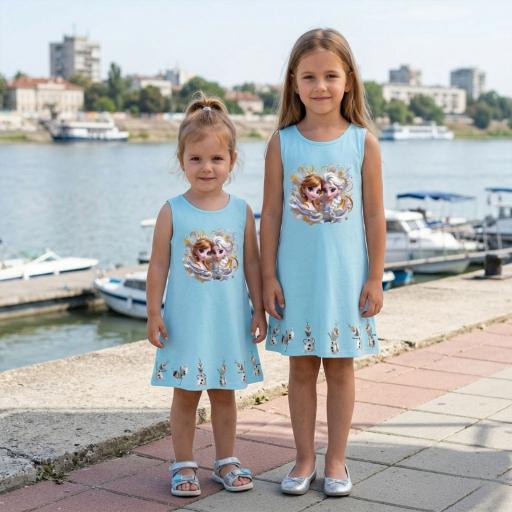 Рокля трапец Замръзналото кралство в синьо