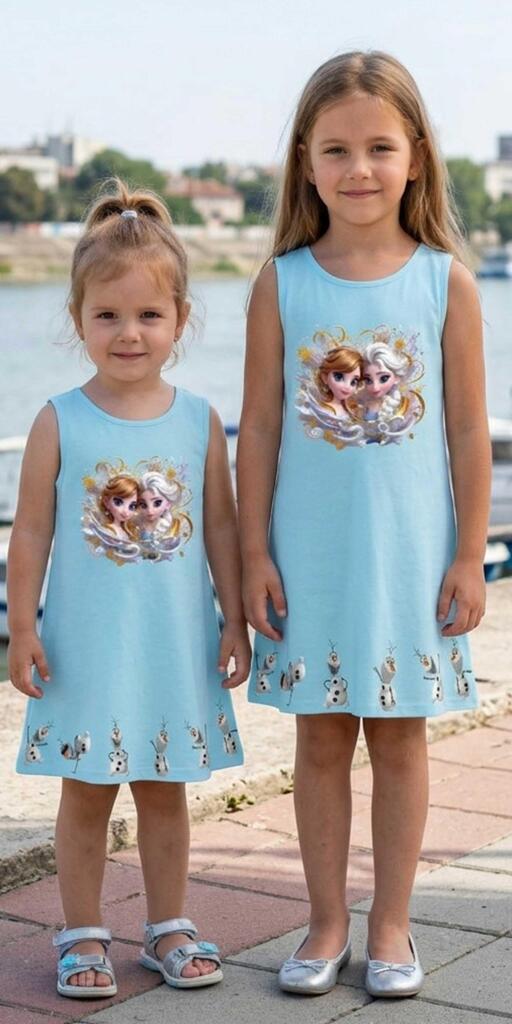 Рокля трапец Замръзналото кралство в синьо