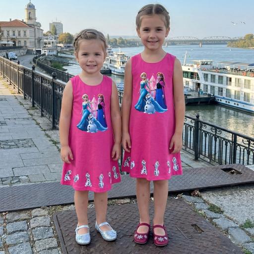 Рокля трапец Замръзналото кралство в циклама