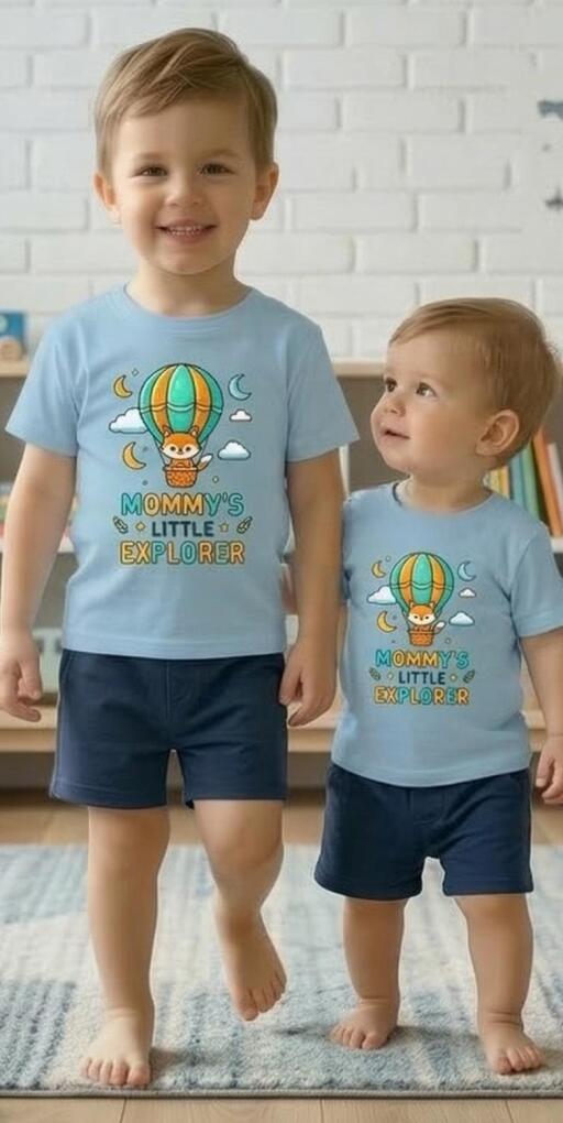 Комбинация 2 части (т/б) Приключение с балон в синьо