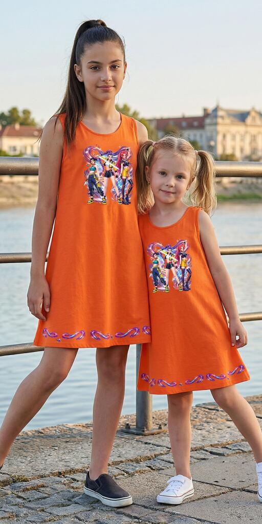 Рокля трапец Кей Поп в оранжево