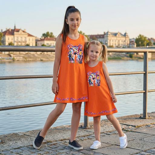 Рокля трапец Кей Поп в оранжево