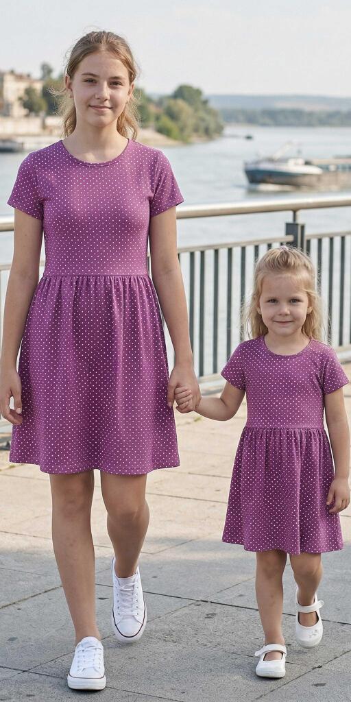 Рокля на точки във виолетово