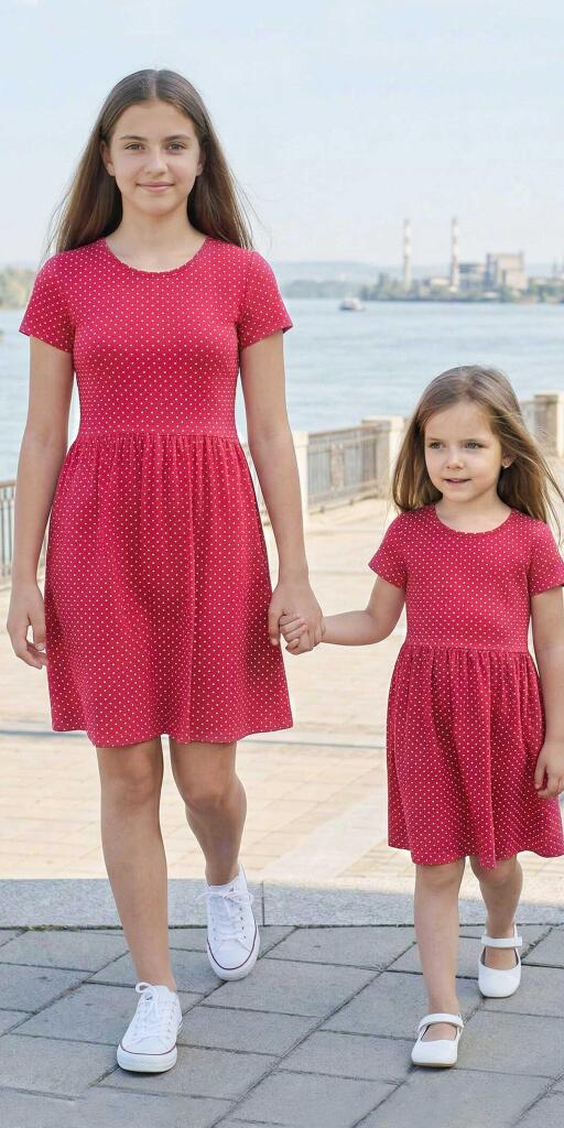 Рокля на точки в корал