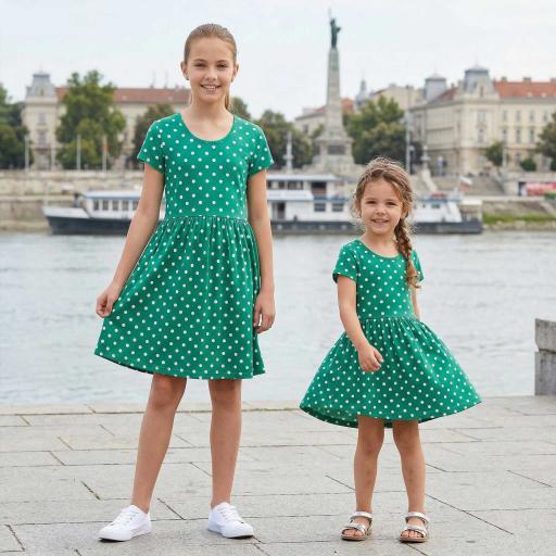 Лятна детска рокля с къс ръкав и цветен дизайн