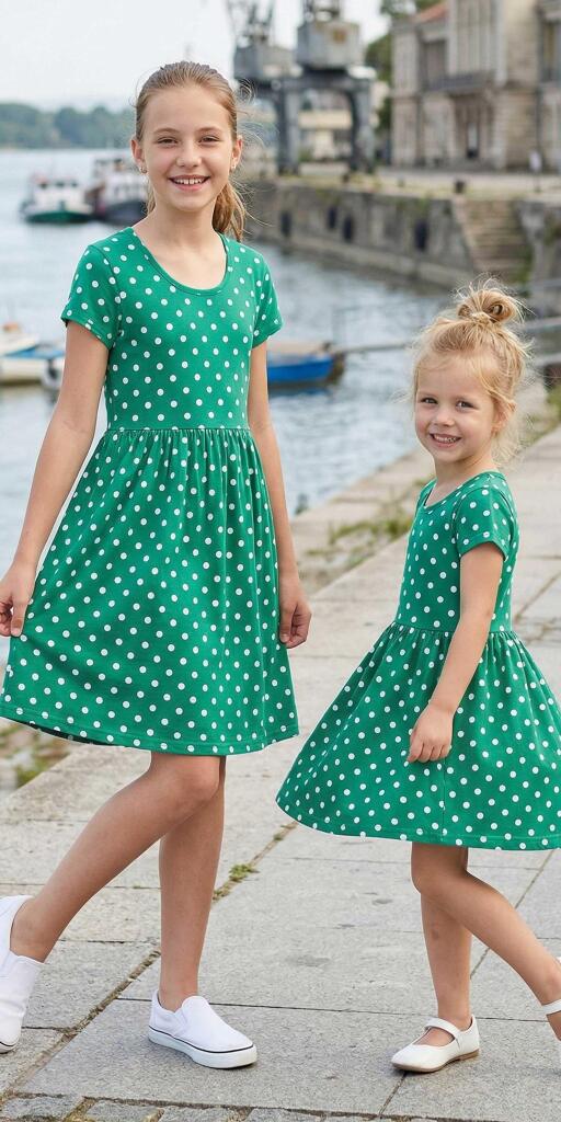 Рокля на точки в зелено