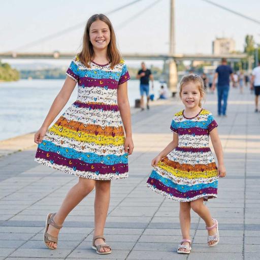 Лятна рокля за момиче с многоцветен дизайн