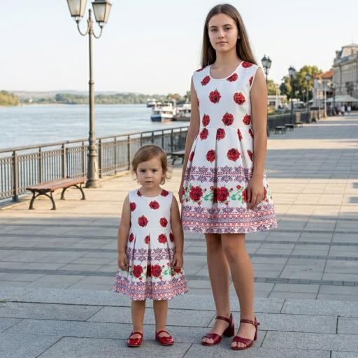 Рокля фолклорни мотиви 2 рози (диг. печат)