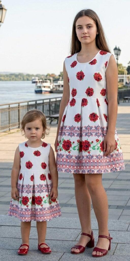 Рокля фолклорни мотиви с рози (диг. печат)