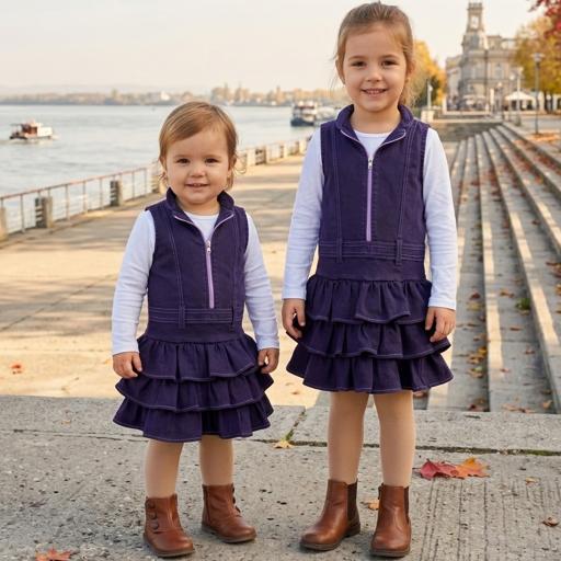 Дънкова рокля с цип във виолетово 1