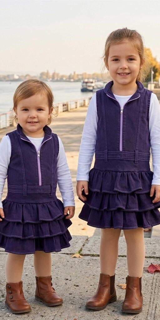 Дънкова рокля с цип във виолетово 1