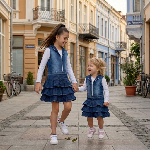 Дънкова рокля с цип в синьо