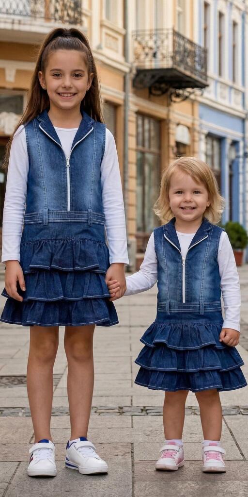 Дънкова рокля с цип в синьо