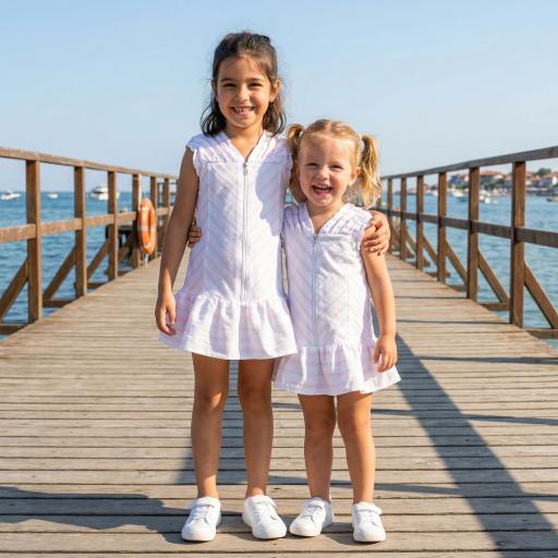 Рокля с цип розово райе 2