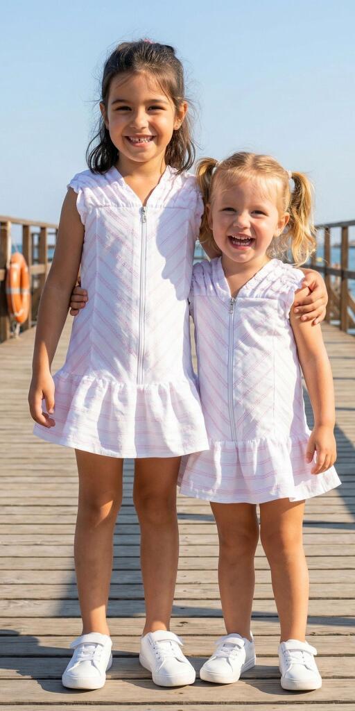 Рокля с цип розово райе 2