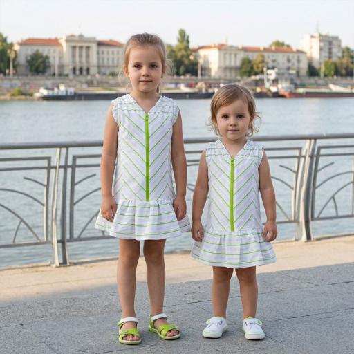 Рокля с цип зелено райе