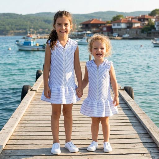 Рокля с цип райе в синьо