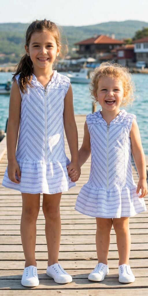 Рокля с цип райе в синьо