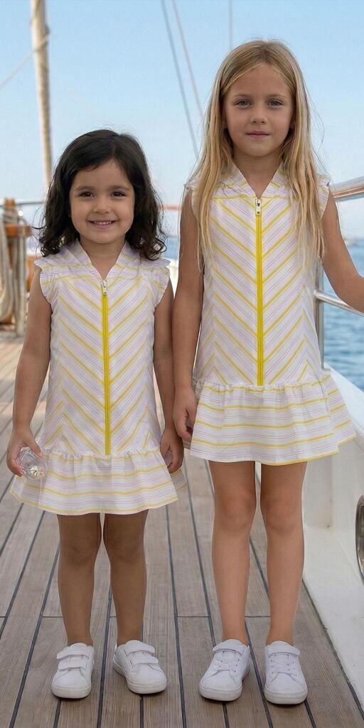 Рокля с цип жълто райе