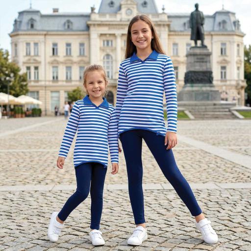 Удобен комплект за деца с туника и клин в синьо