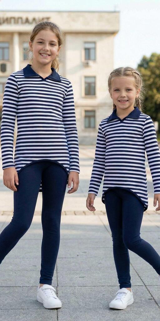 Комплект тънък 2 части (т./к.) Морски стил в тъмносиньо