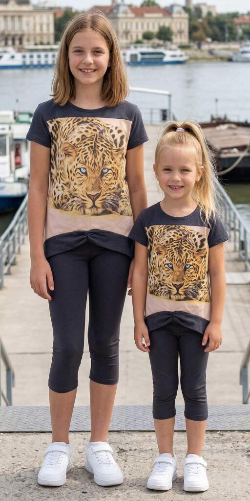 Комбинация 2 части (т-к) леопард в бежово (диг. печат )