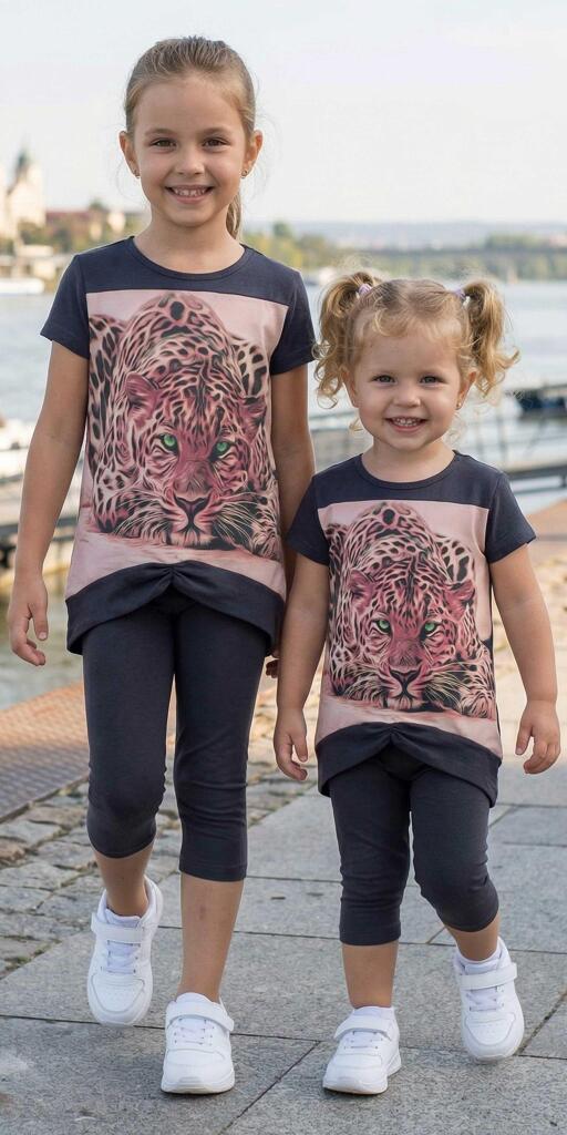 Комбинация 2 части (т-к) леопард в розово (диг. печат )