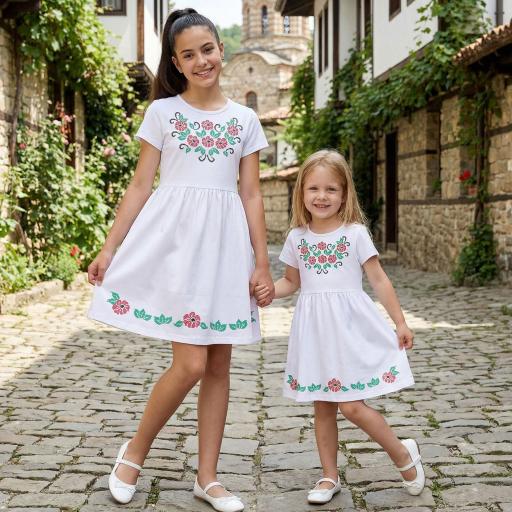 Детска рокля за специални поводи с шевица