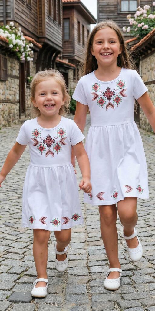 Рокля с фолклорни мотиви 3 в бяло